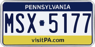 PA license plate MSX5177