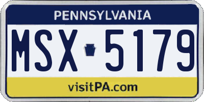PA license plate MSX5179