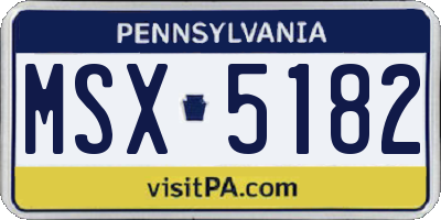 PA license plate MSX5182