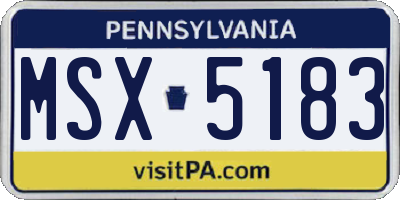 PA license plate MSX5183