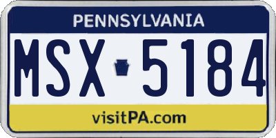 PA license plate MSX5184