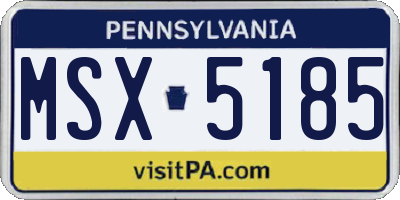 PA license plate MSX5185
