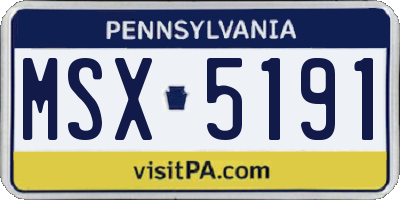 PA license plate MSX5191