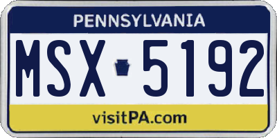 PA license plate MSX5192