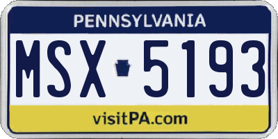 PA license plate MSX5193