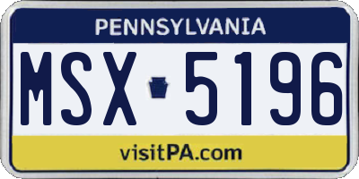 PA license plate MSX5196