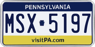 PA license plate MSX5197