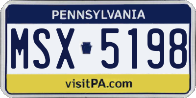 PA license plate MSX5198