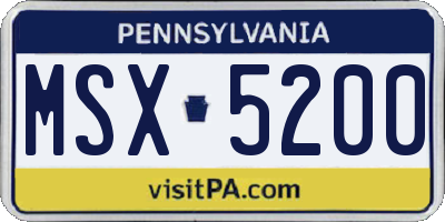 PA license plate MSX5200
