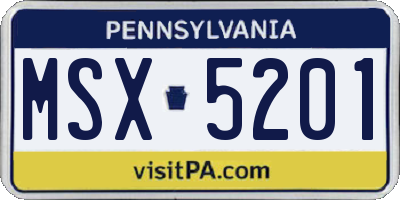 PA license plate MSX5201