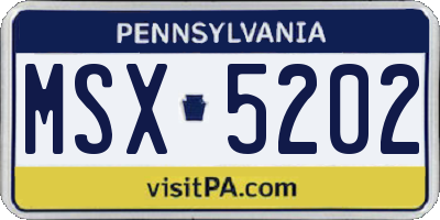 PA license plate MSX5202
