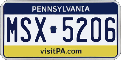 PA license plate MSX5206