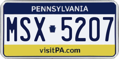PA license plate MSX5207