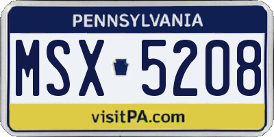 PA license plate MSX5208