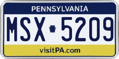 PA license plate MSX5209