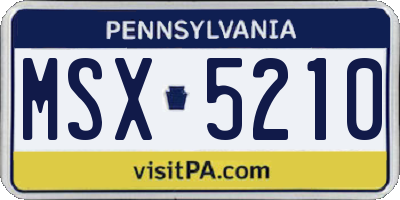 PA license plate MSX5210
