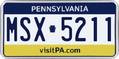 PA license plate MSX5211