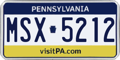 PA license plate MSX5212