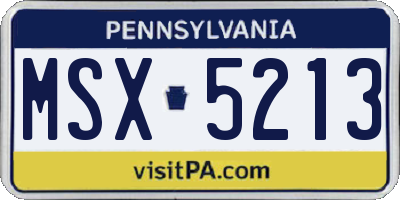 PA license plate MSX5213