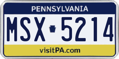 PA license plate MSX5214