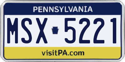 PA license plate MSX5221
