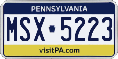 PA license plate MSX5223