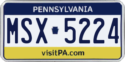 PA license plate MSX5224