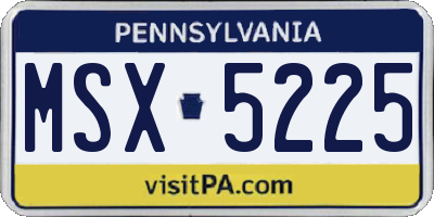 PA license plate MSX5225
