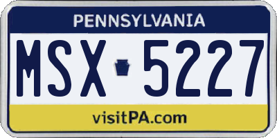 PA license plate MSX5227