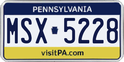 PA license plate MSX5228