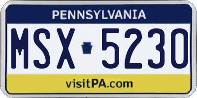 PA license plate MSX5230