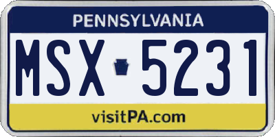 PA license plate MSX5231