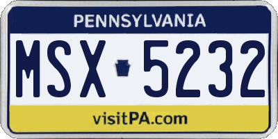 PA license plate MSX5232