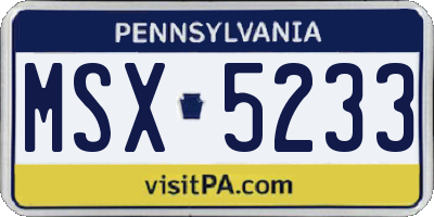 PA license plate MSX5233