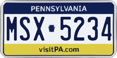 PA license plate MSX5234