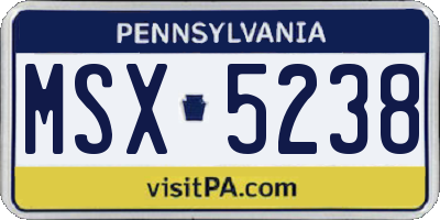 PA license plate MSX5238
