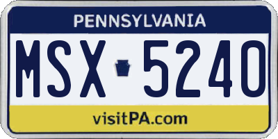 PA license plate MSX5240