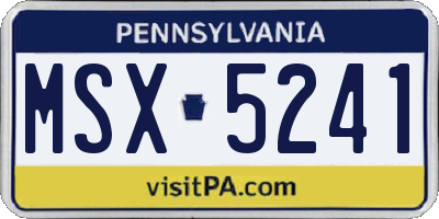 PA license plate MSX5241
