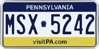 PA license plate MSX5242