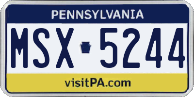 PA license plate MSX5244