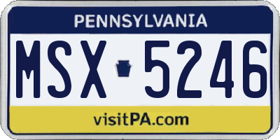 PA license plate MSX5246