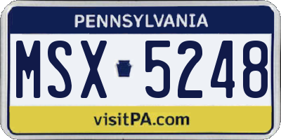 PA license plate MSX5248