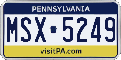 PA license plate MSX5249