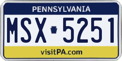 PA license plate MSX5251