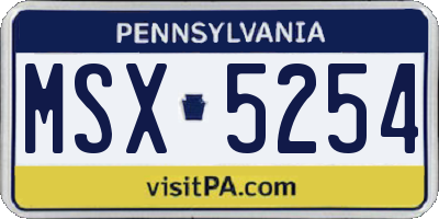 PA license plate MSX5254