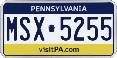 PA license plate MSX5255