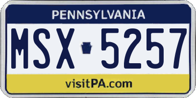 PA license plate MSX5257