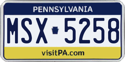 PA license plate MSX5258