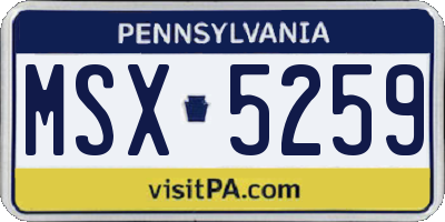 PA license plate MSX5259