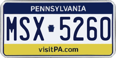 PA license plate MSX5260